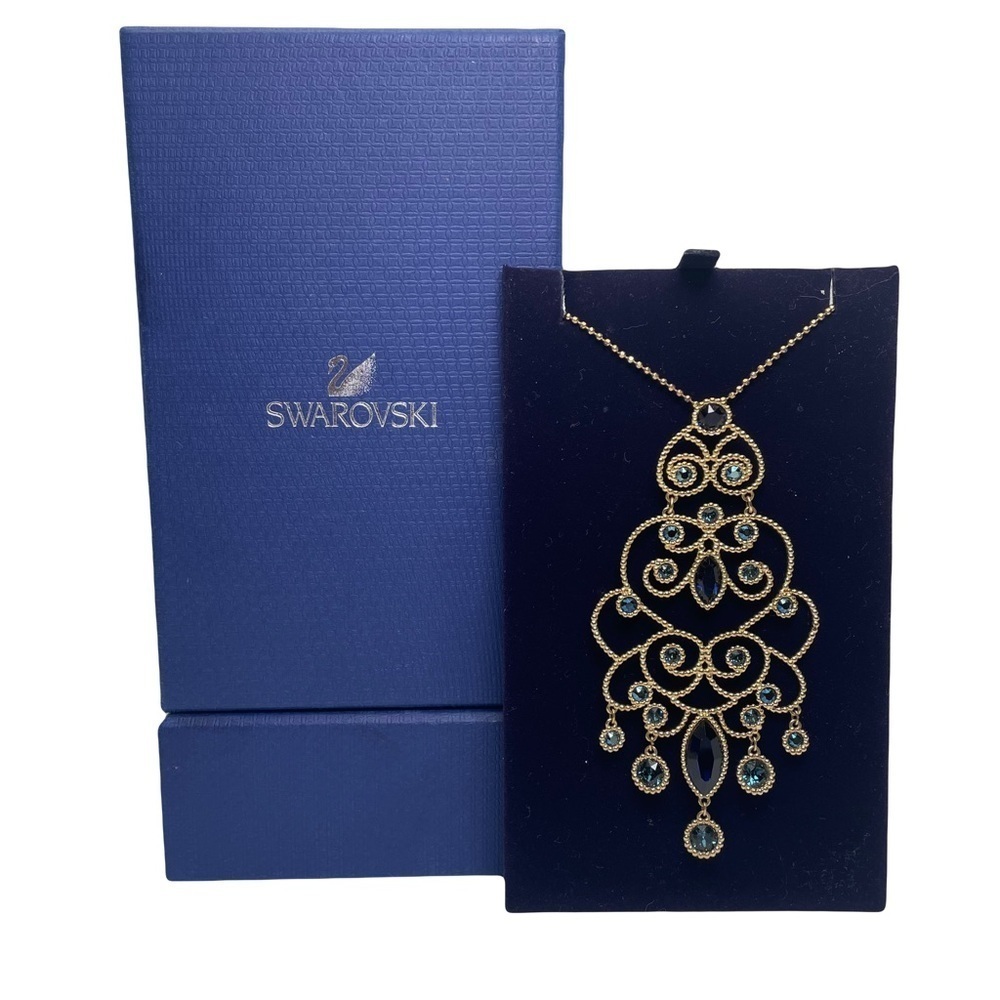 Signed Swarovski Chandelier Style Crystal Necklace